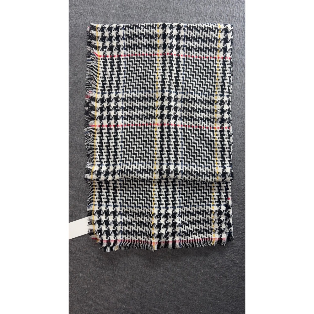 Steve Madden Blanket Wrap Scarf Houndstooth Sequin Black White Multi NWT